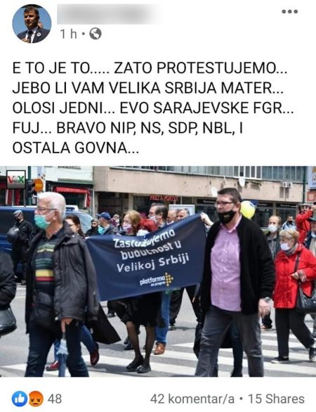 Poslušnici nacionalističkih političkih partija pokušavaju napraviti diverziju današnjih protesta!