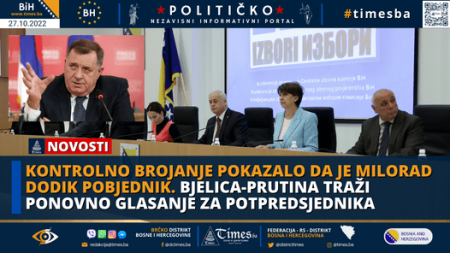 Kontrolno brojanje pokazalo da je Milorad Dodik pobjednik. Bjelica-Prutina traži ponovno glasanje za potpredsjednika