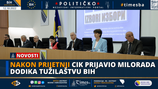 Nakon prijetnji CIK prijavio Milorada Dodika tužilaštvu BiH