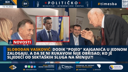 SLOBODAN VASKOVIĆ: Dodik “pojeo” Kajganića u jednom zalogaju, a da se ni rukavom nije obrisao; Ko je sljedeći od Sektaških sluga na meniju?!
