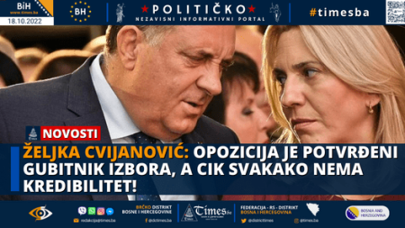 Cvijanović: Opozicija je potvrđeni gubitnik izbora, a CIK svakako nema kredibilitet!