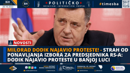 Milorad Dodik najavio proteste! – Strah od ponavljanja izbora za predsjednika RS-a: Dodik najavio proteste u Banjoj Luci