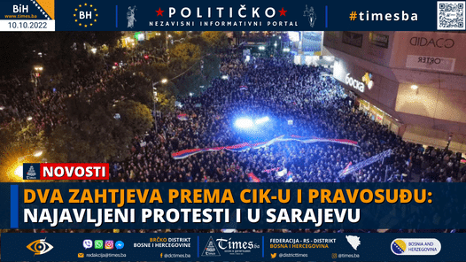 Dva zahtjeva prema CIK-u i pravosuđu: Najavljeni protesti i u Sarajevu