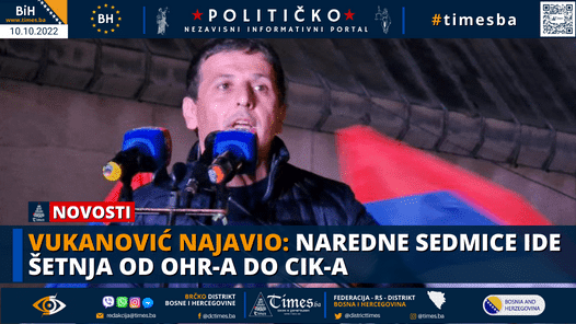 Vukanović najavio: Naredne sedmice ide šetnja od OHR-a do CIK-a