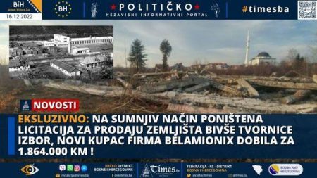 EKSLUZIVNO: Na sumnjiv način poništena licitacija za prodaju zemljišta bivše tvornice Izbor, novi kupac firma Belamionix dobila za 1.864.000 KM !