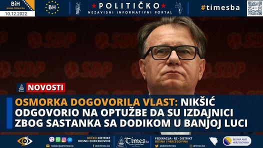 OSMORKA DOGOVORILA VLAST: Nikšić odgovorio na optužbe da su izdajnici zbog sastanka sa Dodikom u Banjoj Luci