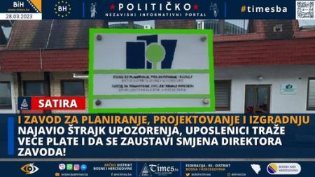I Zavod za planiranje, projektovanje i izgradnju  najavio štrajk upozorenja, uposlenici traže veće plate i da se zaustavi smjena direktora zavoda!