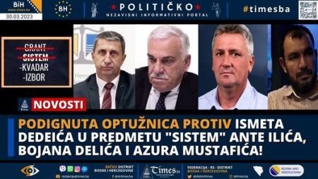 Podignuta Optužnica protiv Ismeta Dedeića, Ante Ilića, Bojana Delića i Azura Mustafića u predmetu “SISTEM”!