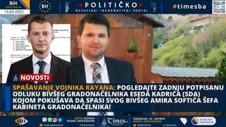 SPAŠAVANJE VOJNIKA RAYANA: Pogledajte zadnju potpisanu odluku bivšeg gradonačelnika Eseda Kadrića (SDA) kojom pokušava da spasi svog bivšeg Amira Softića šefa kabineta gradonačelnika!