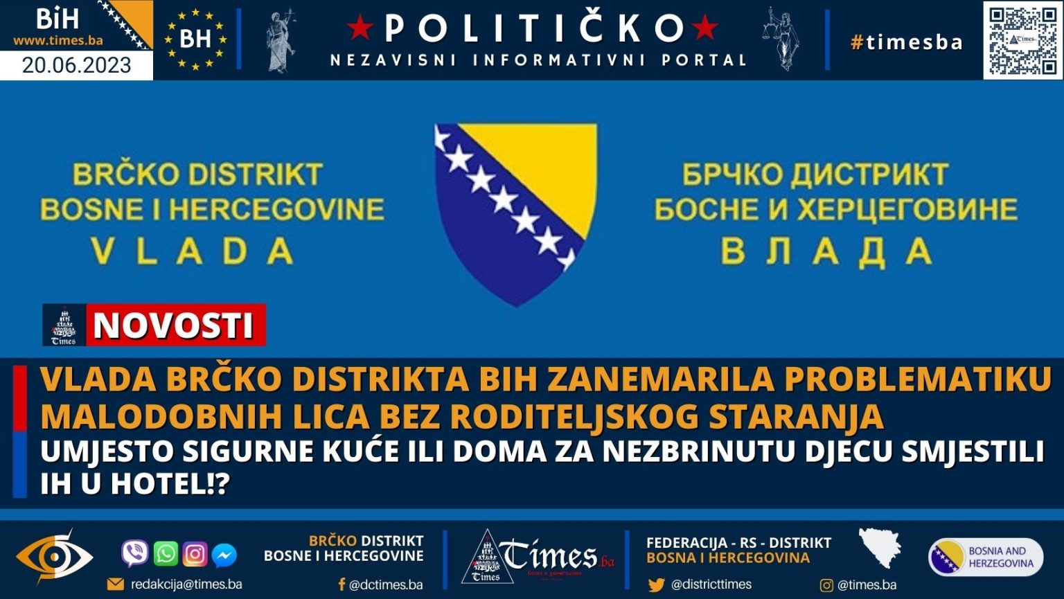 Vlada Brčko distrikta BiH zanemarila problematiku malodobnih lica bez roditeljskog staranja, umjesto sigurne kuće ili doma za nezbrinutu djecu smjestili ih u Hotel!?