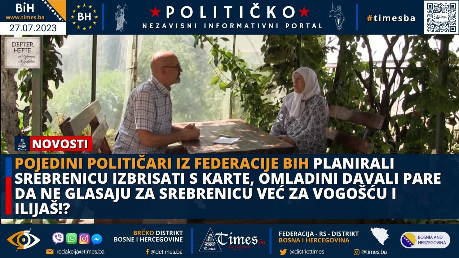 Pojedini političari iz Federacije BiH planirali  Srebrenicu izbrisati s karte, omladini davali pare da ne glasaju za Srebrenicu već za Vogošću i Ilijaš!?