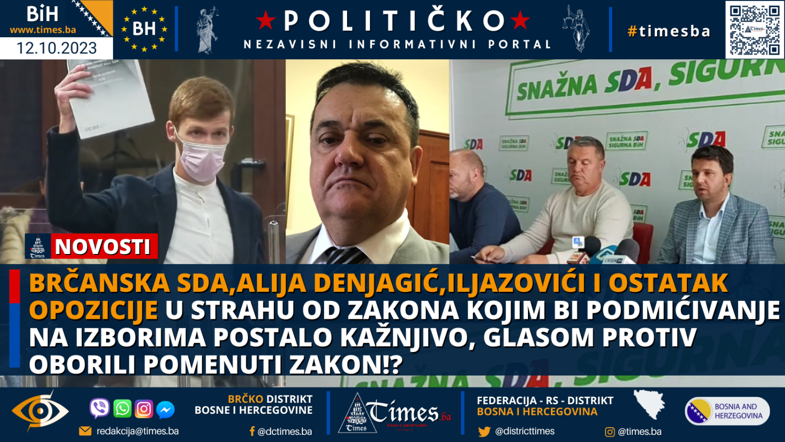 Brčanska SDA,Alija Denjagić,Iljazovići i ostatak opozicije u strahu od zakona kojim bi podmićivanje na izborima postalo kažnjivo, glasom protiv oborili pomenuti zakon!?