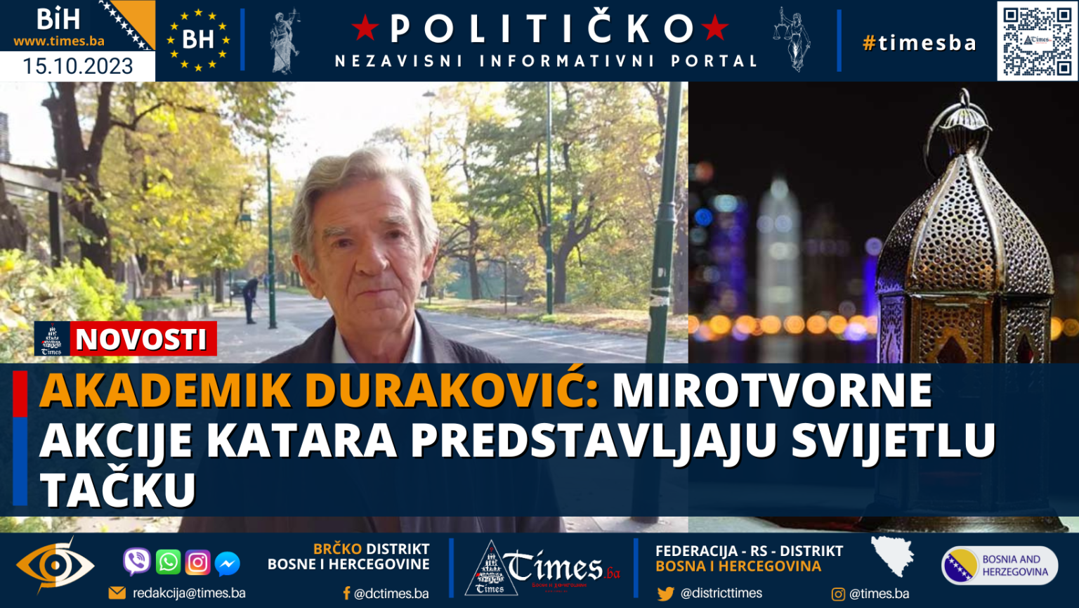 Akademik Duraković: Mirotvorne akcije Katara predstavljaju svijetlu tačku