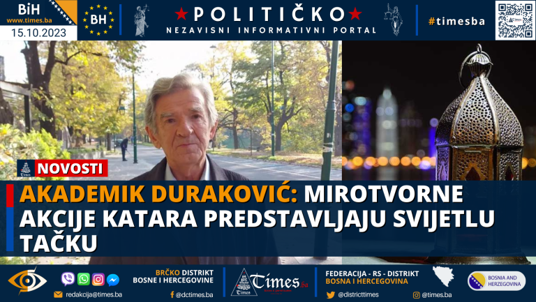 Akademik Duraković: Mirotvorne akcije Katara predstavljaju svijetlu tačku