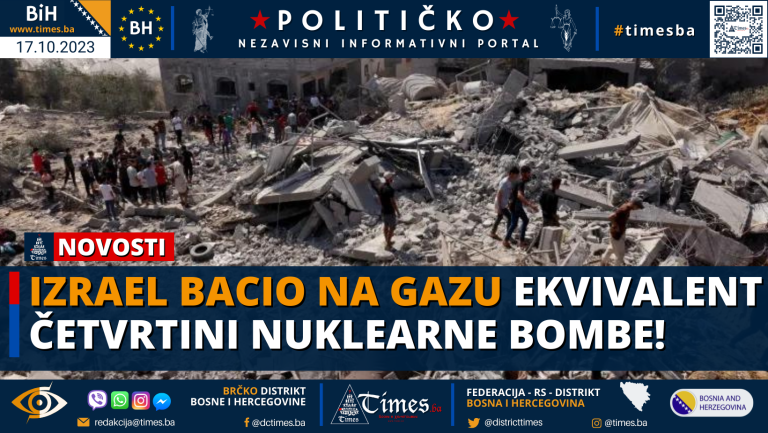 Izrael bacio na Gazu ekvivalent četvrtini nuklearne bombe!