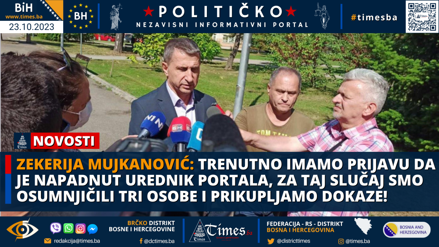 ZEKERIJA MUJKANOVIĆ: Trenutno imamo prijavu da je napadnut urednik portala, za taj slučaj smo osumnjičili tri osobe i prikupljamo dokaze!