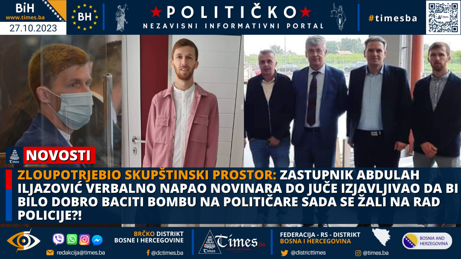 ZLOUPOTRJEBIO SKUPŠTINSKI PROSTOR: Zastupnik Abdulah Iljazović verbalno napao novinara do juče izjavljivao da bi bilo dobro baciti bombu na političare  sada se žali na rad policije?!