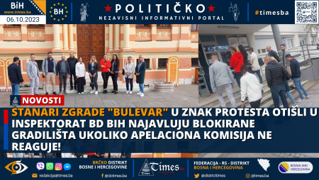 Stanari zgrade “BULEVAR” u znak protesta otišli u Inspektorat BD BIH najavluju blokirane gradilišta ukoliko Apelaciona komisija ne reaguje!