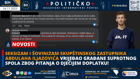 Seksizam i Šovinizam skupštinskog zastupnika Abdulaha Iljazovića vrijeđao građane suprotnog spola zbog pitanja o dječijem doplatku!