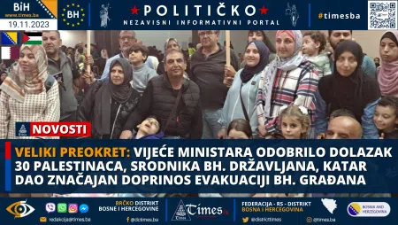 VELIKI PREOKRET: Vijeće ministara odobrilo dolazak 30 Palestinaca, srodnika bh. državljana, Katar dao značajan doprinos evakuaciji bh. građana