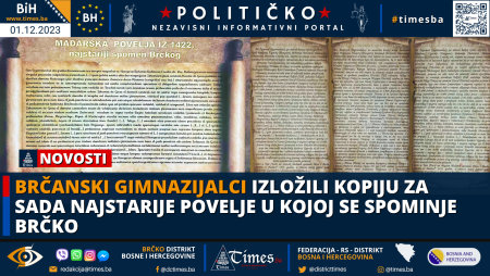 Brčanski Gimnazijalci izložili kopiju za sada najstarije povelje u kojoj se spominje Brčko