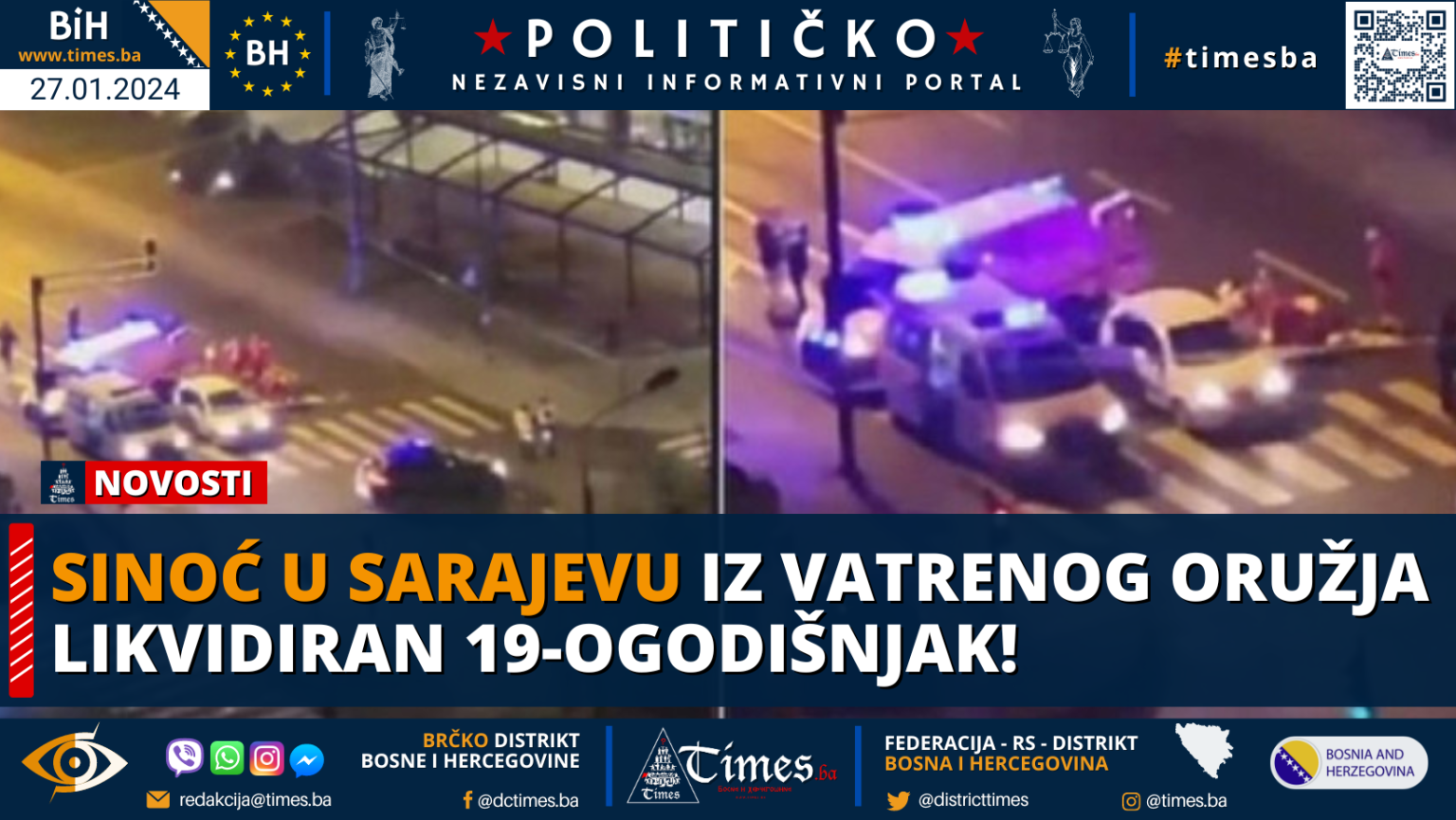 Sinoć u Sarajevu iz vatrenog oružja likvidiran 19-ogodišnjak!