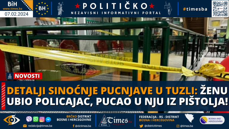Detalji sinoćnje pucnjave u Tuzli: Ženu ubio policajac, pucao u nju iz pištolja!