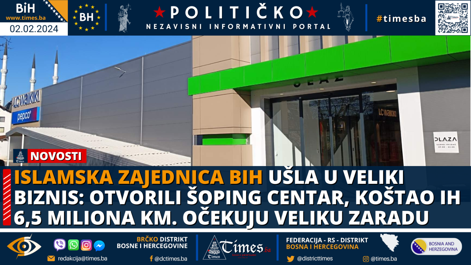 Islamska zajednica BiH ušla u veliki biznis: Otvorili šoping centar, koštao ih 6,5 miliona KM. Očekuju veliku zaradu