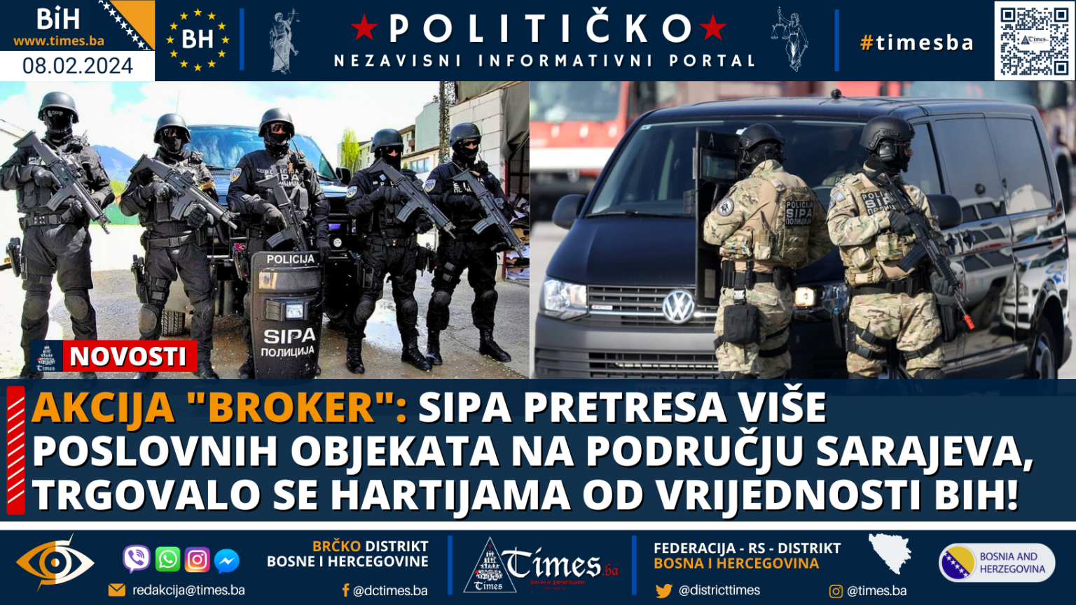 AKCIJA “BROKER”: SIPA pretresa više poslovnih objekata na području Sarajeva, trgovalo se hartijama od vrijednosti BiH! 