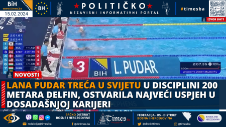 Lana Pudar treća u svijetu  u disciplini 200 metara delfin, ostvarila najveći uspjeh u dosadašnjoj karijeri