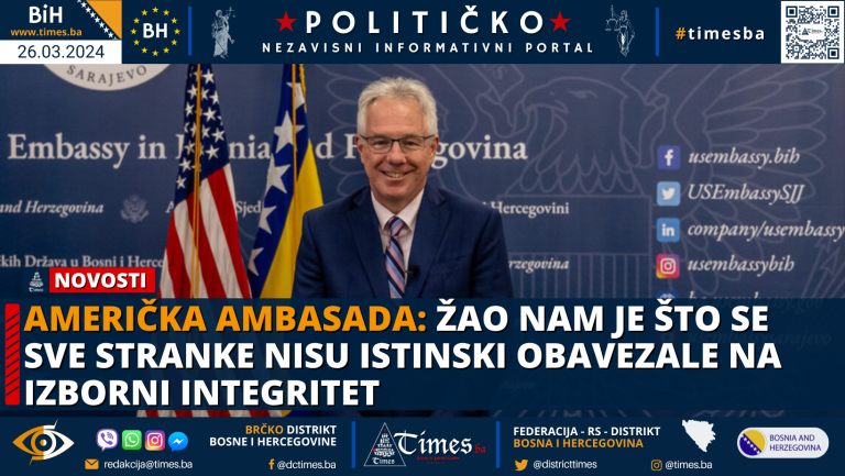 Američka ambasada: Žao nam je što se sve stranke nisu istinski obavezale na izborni integritet