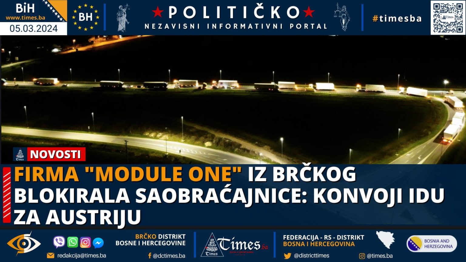 Firma “Module One” iz Brčkog blokirala saobraćajnice: Konvoji idu za Austriju