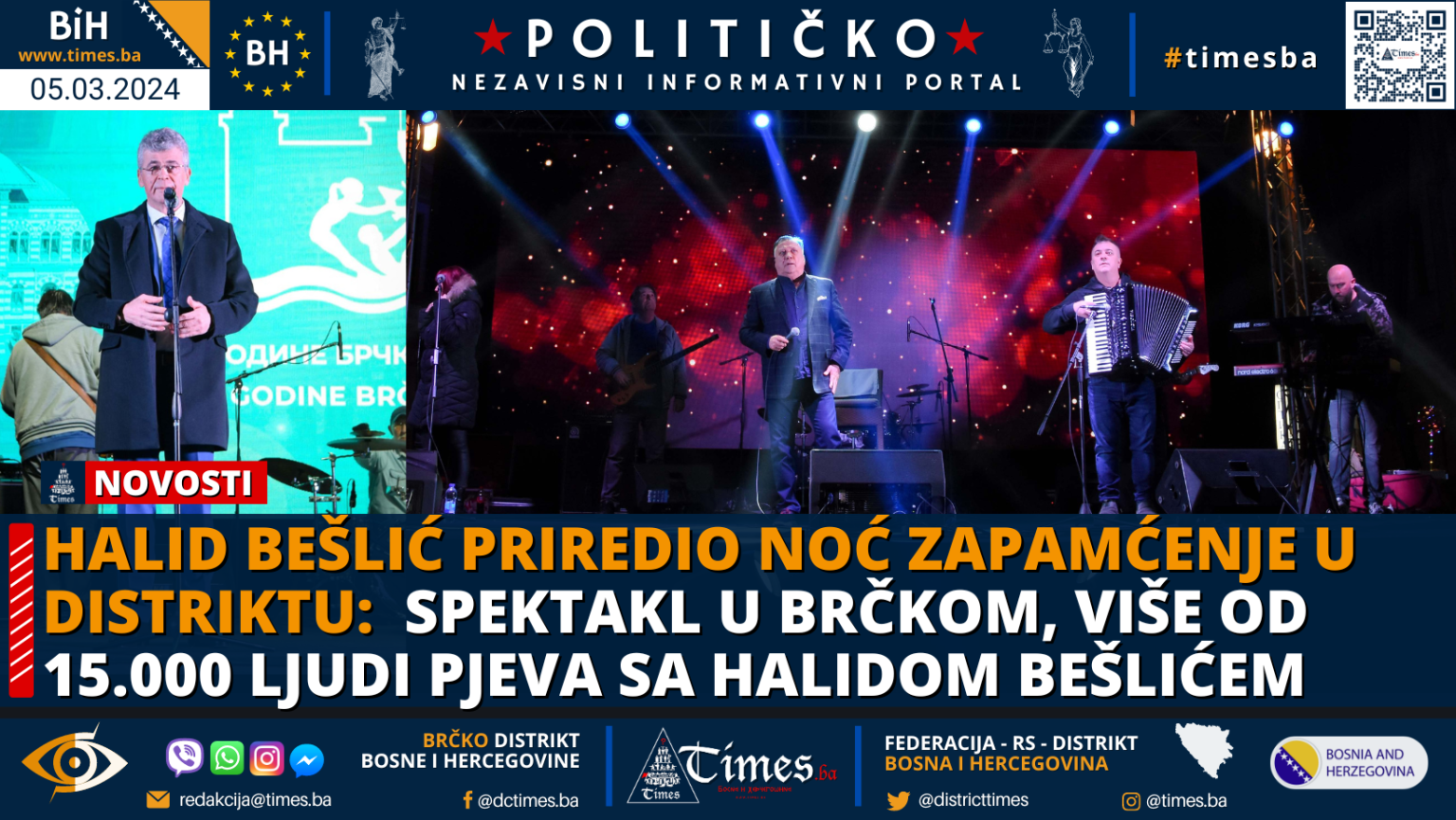 Spektakl u Brčkom, više od 15.000 ljudi pjeva sa Halidom Bešlićem!