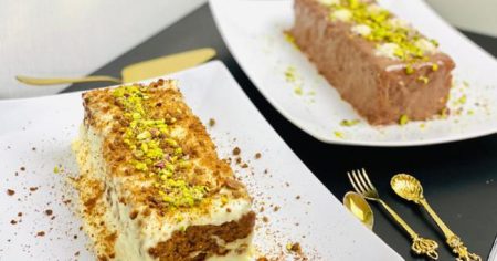 Čokoladni keks kolač s pudingom od vanilije koji se ne peče