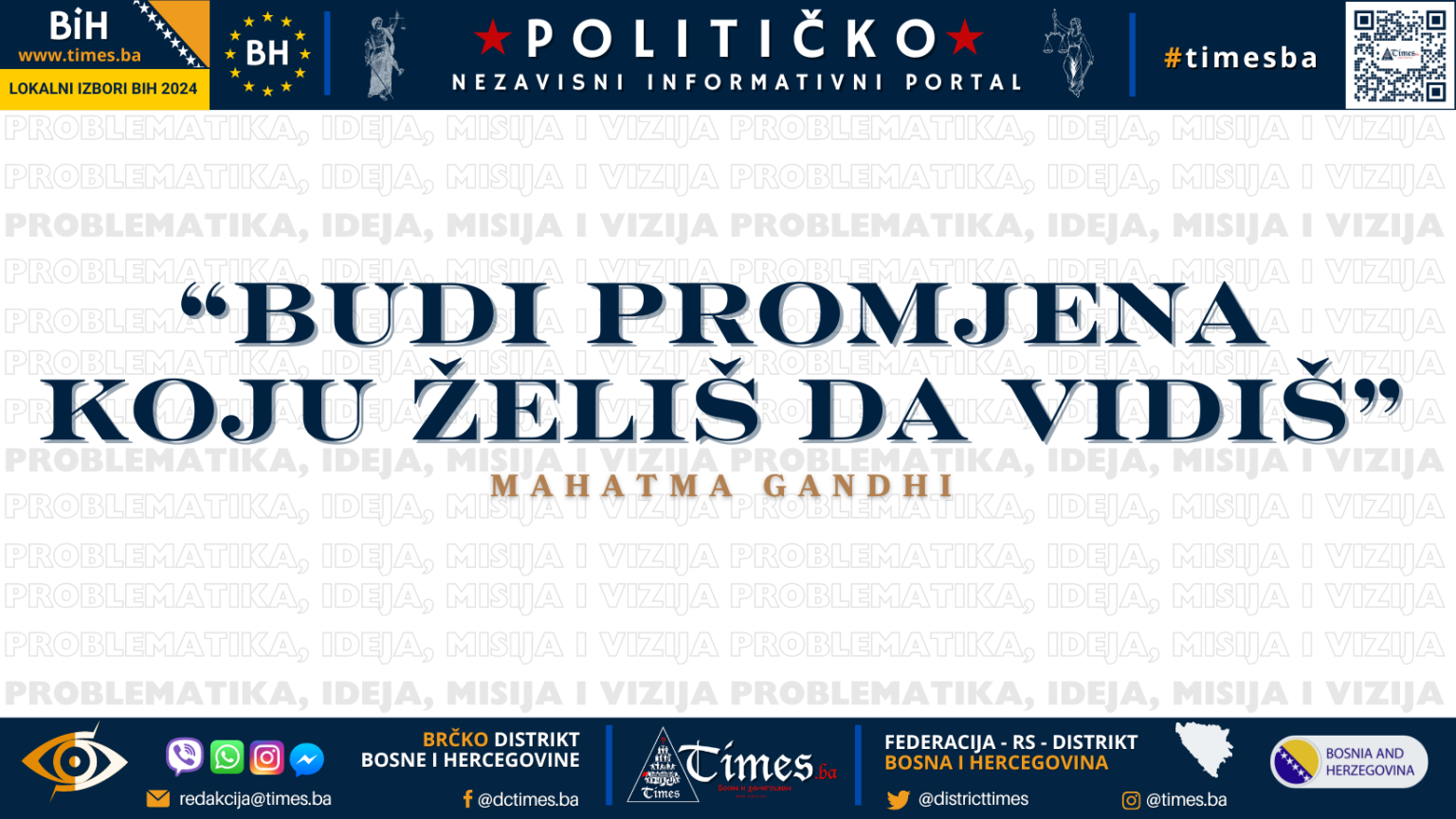LOKALNI IZBORI BIH 2024: Portal Times.ba pokreće kampanju “Budi promjena koju želiš da vidiš”