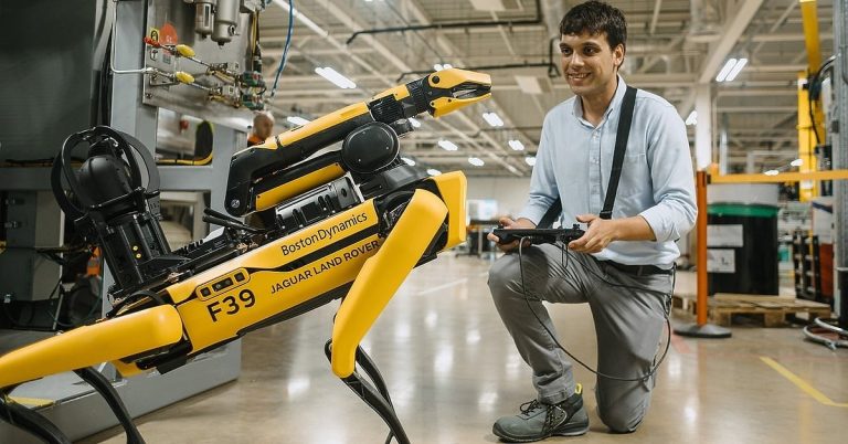 Robotski pas je dio radne snage u fabrici kompanije Jaguar Land Rover