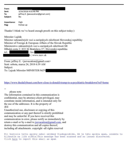 Objavljeni mailovi: Bivši visoki predstavnik Miroslav Lajčak 2018. godine komunicirao sa pedofilom Jeffryjem Epsteinom koji ga opisuje kao prijatelja