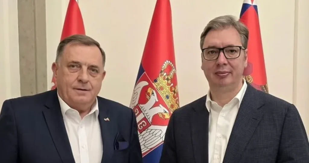 Oproštajni susret Milorada Dodika i Aleksandra Vučića u Beogradu