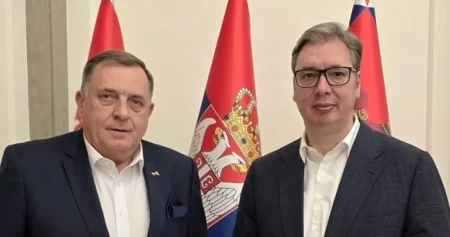 Oproštajni susret Milorada Dodika i Aleksandra Vučića u Beogradu