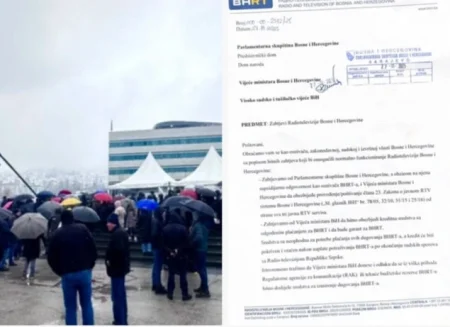 Protest radnika BHRT-a ispred Parlamenta BiH: Gašenje BHRT-a značilo bi gašenje države