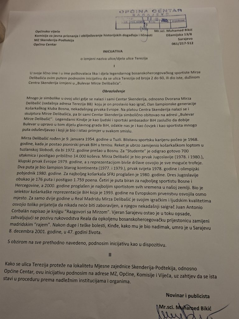 Sarajevo bi moglo dobiti Bulevar Mirze Delibašića – podnesena inicijativa za preimenovanje dijela ulice Terezija