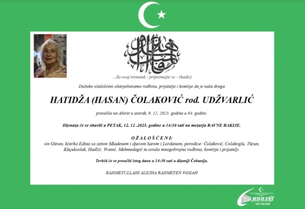 Preminula Hatidža Čolaković: Na ulicama Sarajeva bila je prepoznatljiva po svom modnom stilu