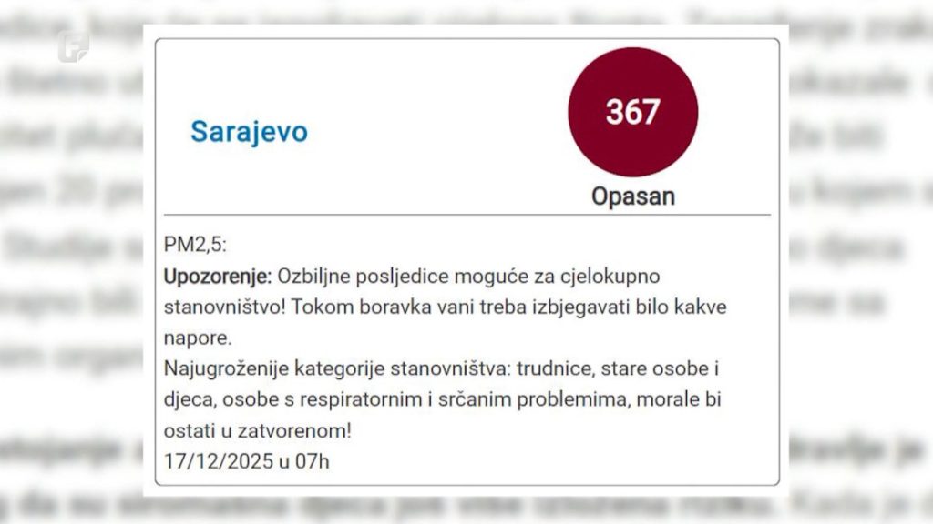 Zagađenje zraka u Sarajevu: Sve manje učenika u učionicama, roditelji traže hitne mjere
