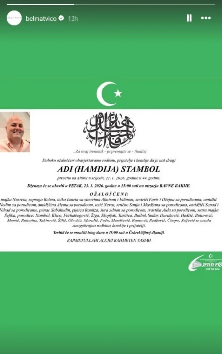 Preminuo Adi Stambol, suprug bh. dizajnerke Belme Tvico: Otišao je moj, naš drug…