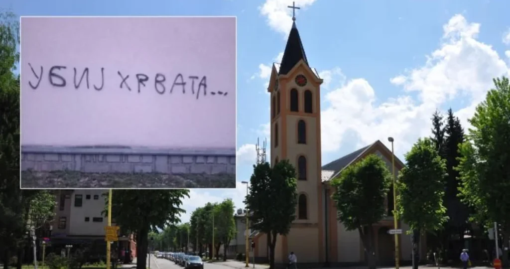 Užasan prizor u bh. gradu: Na katoličkoj crkvi ispisano ubij Hrvata