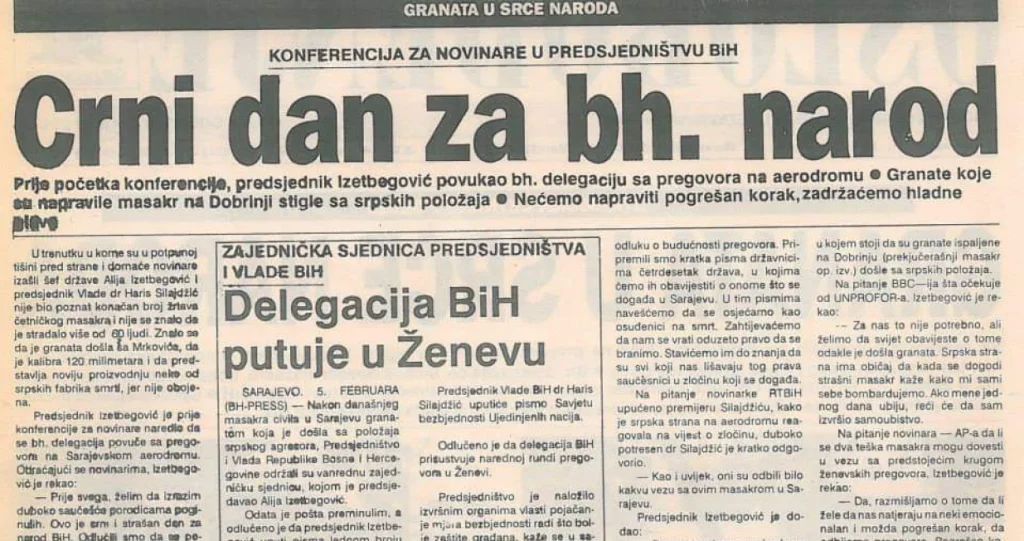 Granata sa položaja Vojske RS: Na današnji dan 1994. godine ubijeno 68 Sarajlija na Markalama