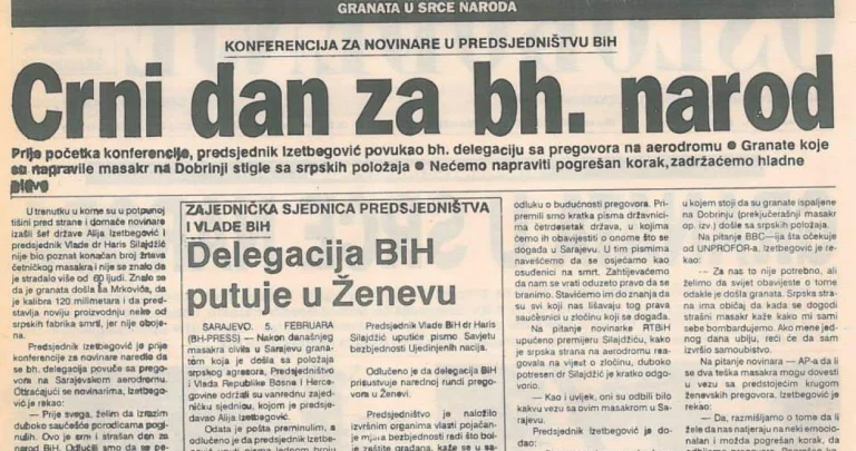 Granata sa položaja Vojske RS: Na današnji dan 1994. godine ubijeno 68 Sarajlija na Markalama