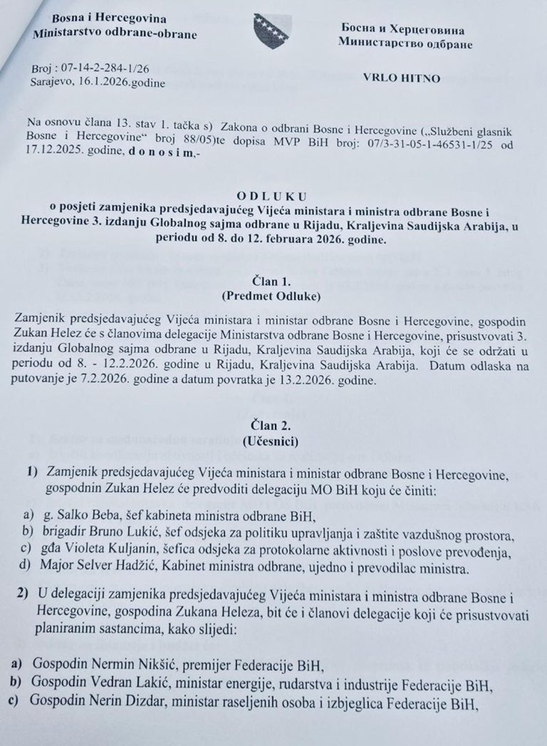 Zukan Helez odredio bh. delegaciju za sajam u Rijadu: Bosnu i Hercegovinu u Saudijskoj Arabiji će predstavljati i supruge Nermina Nikšića i Nerina Dizdara