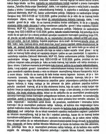 Objavljujemo Rješenje Kantonalnog suda u Sarajevu: Nalazi vještaka u slučaju tramvaj u koliziji sa iskazima svjedoka, ali i sa samim sobom. Vještaci i tužilac pokušali svu odgovornost prebaciti na vozača Adnana Kasapovića!