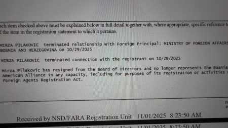 Krah Konakovićevog američkog „lobiranja: Mirza Pilaković u oktobru 2025. prekinuo saradnju sa MVP; za RS u Washingtonu lobira Jonathan Moore, bivši šef Misije OSCE-a u BiH